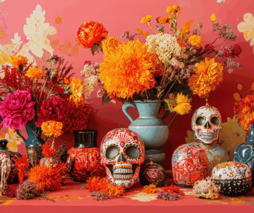 Fall marigolds in Day of the Dead celebrations.